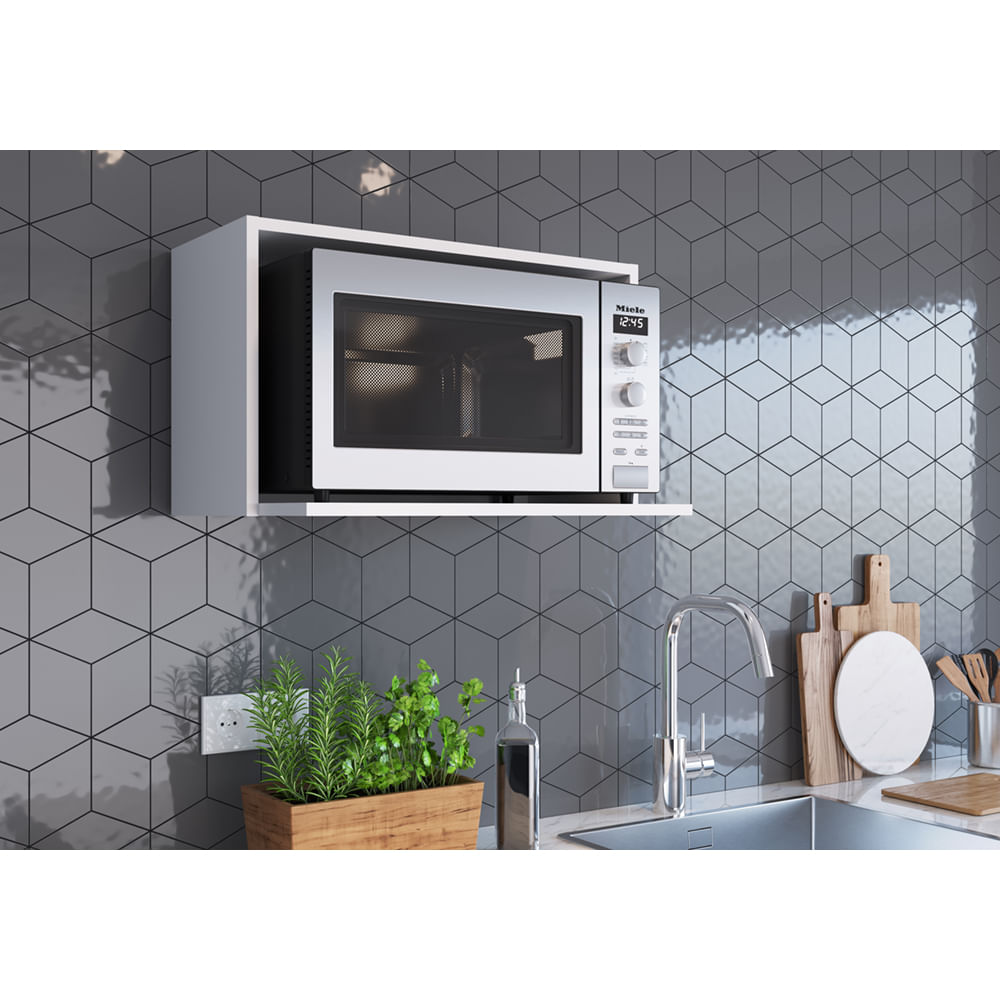 Encontraproduto.com.br - Nicho Parede Art In Moveis Para Microondas Funcionale Branco
