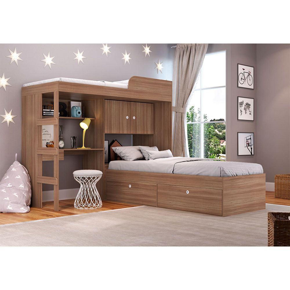 Encontraproduto.com.br - Beliche Infantil com Escrivaninha Office Art in Moveis