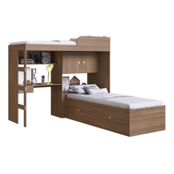 Encontraproduto.com.br - Quarto Juvenil com Cama Alta 80 Lion e cama 80 Tókio Montana - Art In Móveis