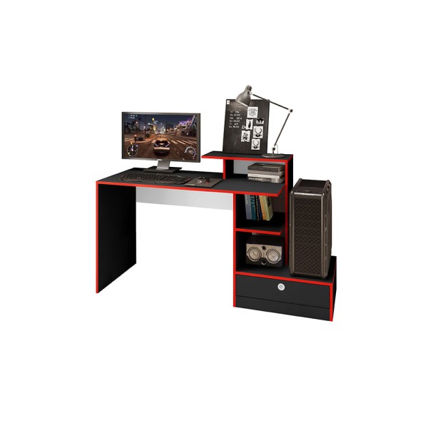 Encontraproduto.com.br - Escrivaninha Gamer com Gaveta Tech Preto