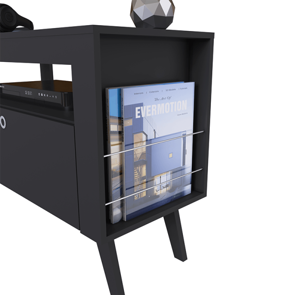 Encontraproduto.com.br - Rack Home Theater Para TV Até 70 Polegadas 1 Porta Sala De Estar Com Porta Revistas Quebec Preto