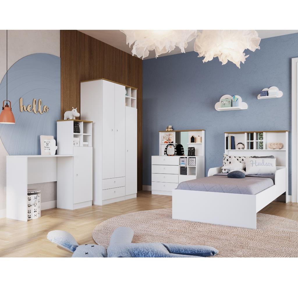 Quarto Infantil GuardaRoupa Cômoda Cama e Escrivaninha Meu fofinho Art in Moveis