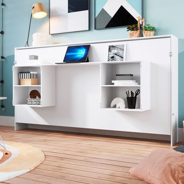 Encontraproduto.com.br - Cama Articulável Horizontal Solteiro Com Estação De Trabalho Branco