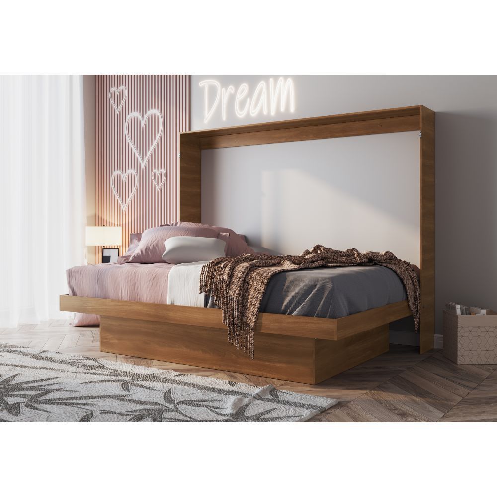 Encontraproduto.com.br - Cama De Casal Latino Articulável Com Mesa De Estudos Nogal