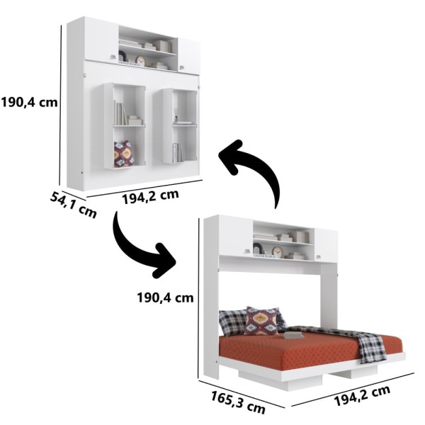 Encontraproduto.com.br - Cama Articulável Horizontal Casal Com Aéreo Dallas Branco