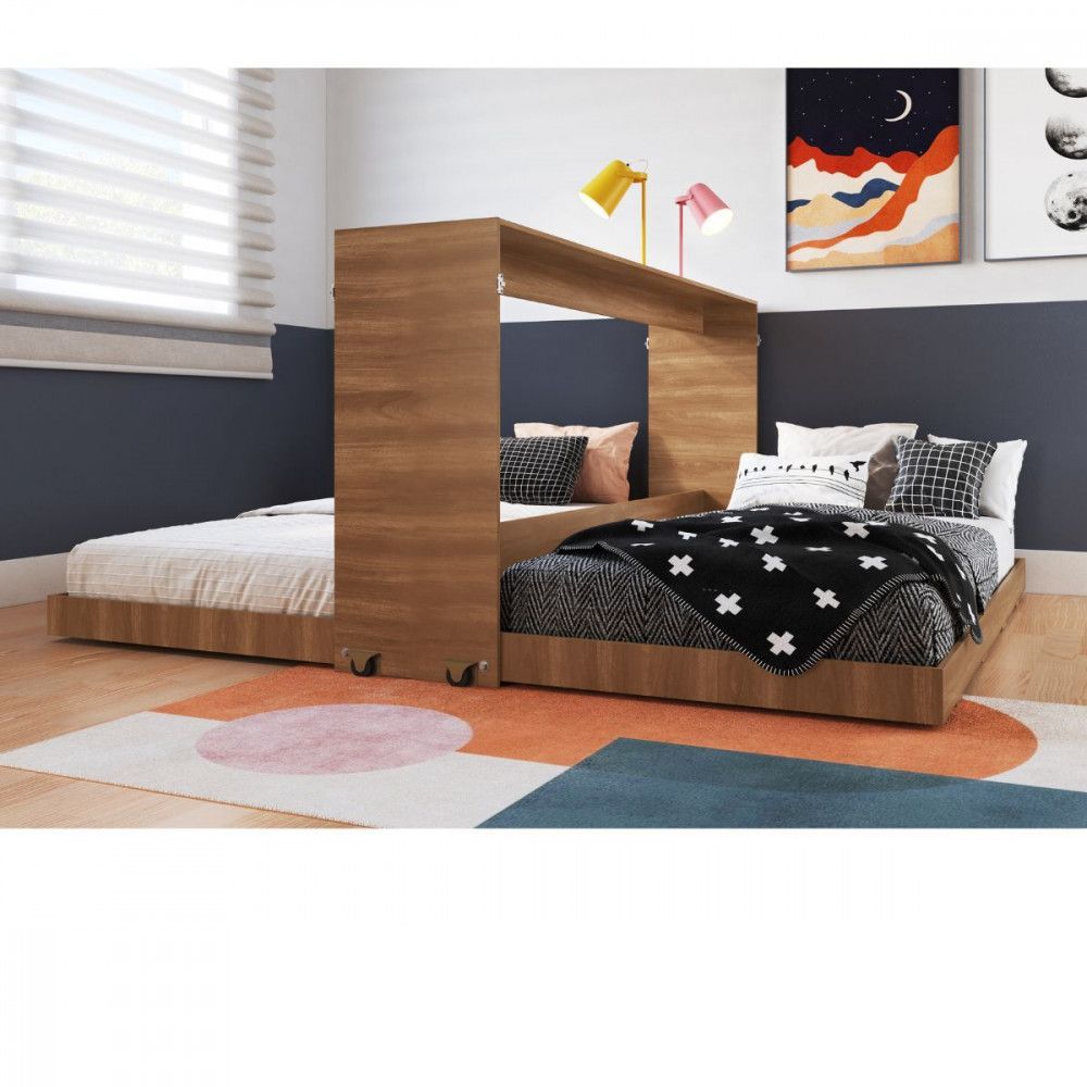 Cama Dupla Articulável Horizontal Solteiro Phoenix Nogal