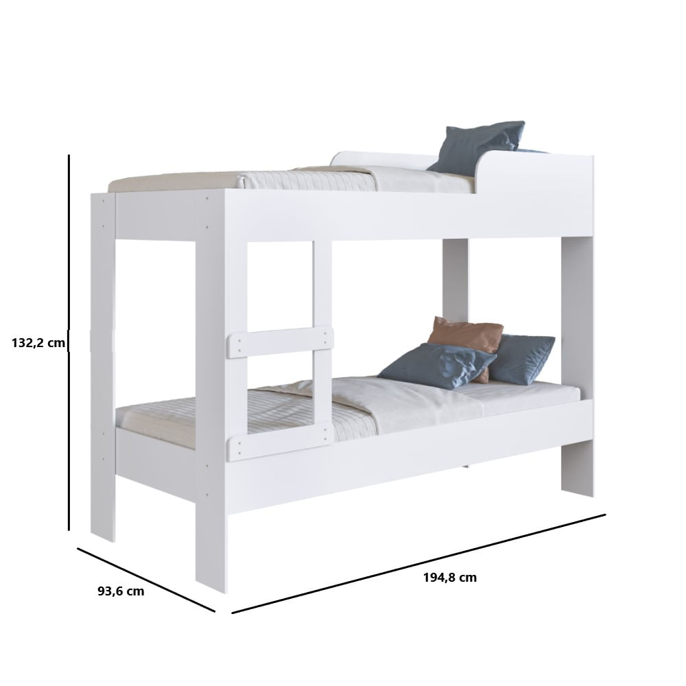Encontraproduto.com.br - Beliche Solteiro com Proteção Lateral Art In Móveis Yuma Branco