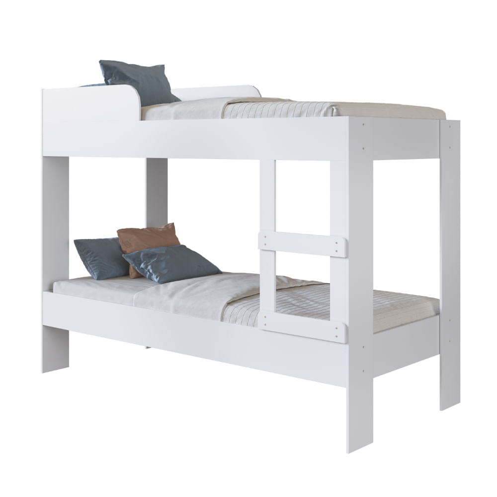 Encontraproduto.com.br - Beliche Solteiro com Proteção Lateral Art In Móveis Yuma Branco