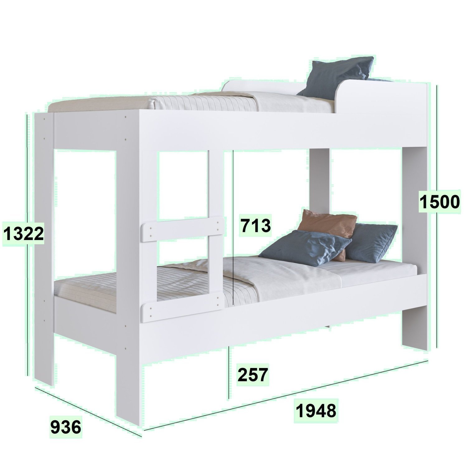 Encontraproduto.com.br - Beliche Solteiro com Cama Auxiliar Art In Móveis Yuma Branco