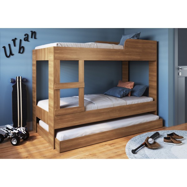 Encontraproduto.com.br - Beliche Solteiro com Cama Auxiliar Art In Móveis Yuma Marrom