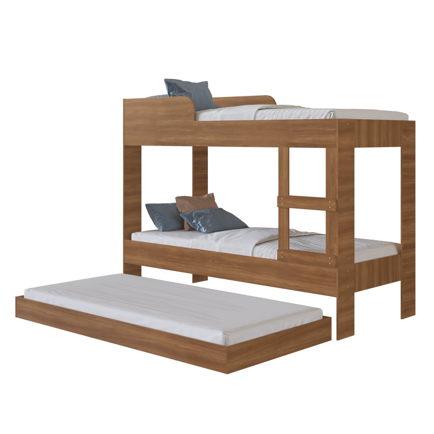 Encontraproduto.com.br - Beliche Solteiro com Cama Auxiliar Art In Móveis Yuma Marrom