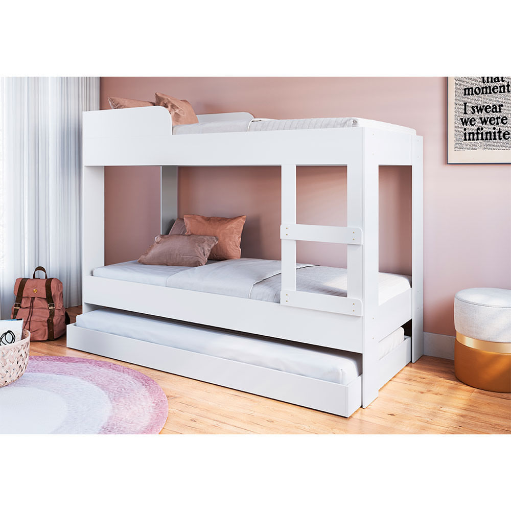 Encontraproduto.com.br - Beliche Solteiro com Cama Auxiliar Art In Móveis Yuma Marrom