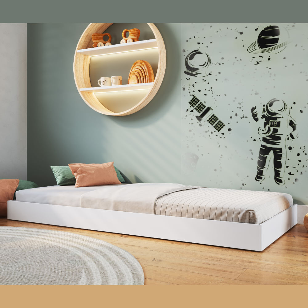 Encontraproduto.com.br - Cama Auxiliar Solteiro com Rodízios Art In Móveis Yuma Branco