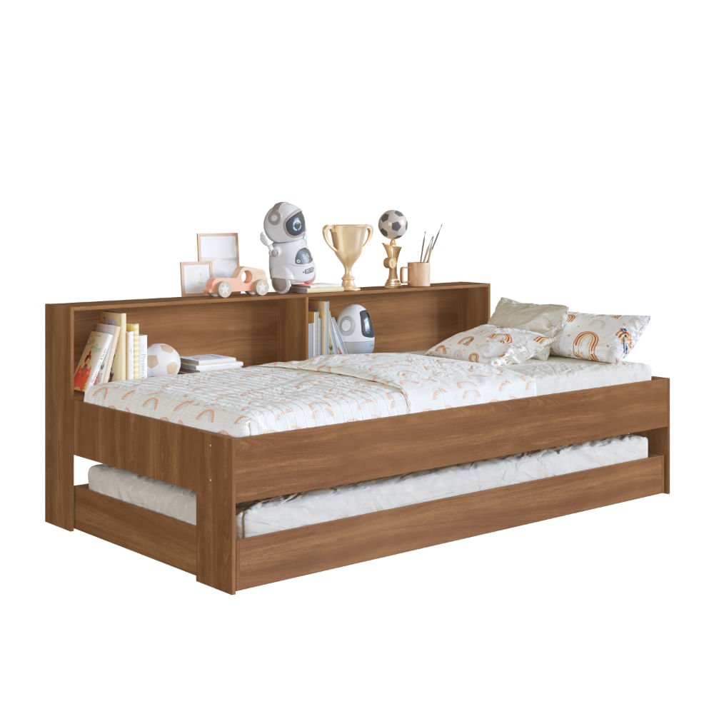 Encontraproduto.com.br - Cama Solteiro com Cama Auxiliar Art In Móveis San Diego Marrom