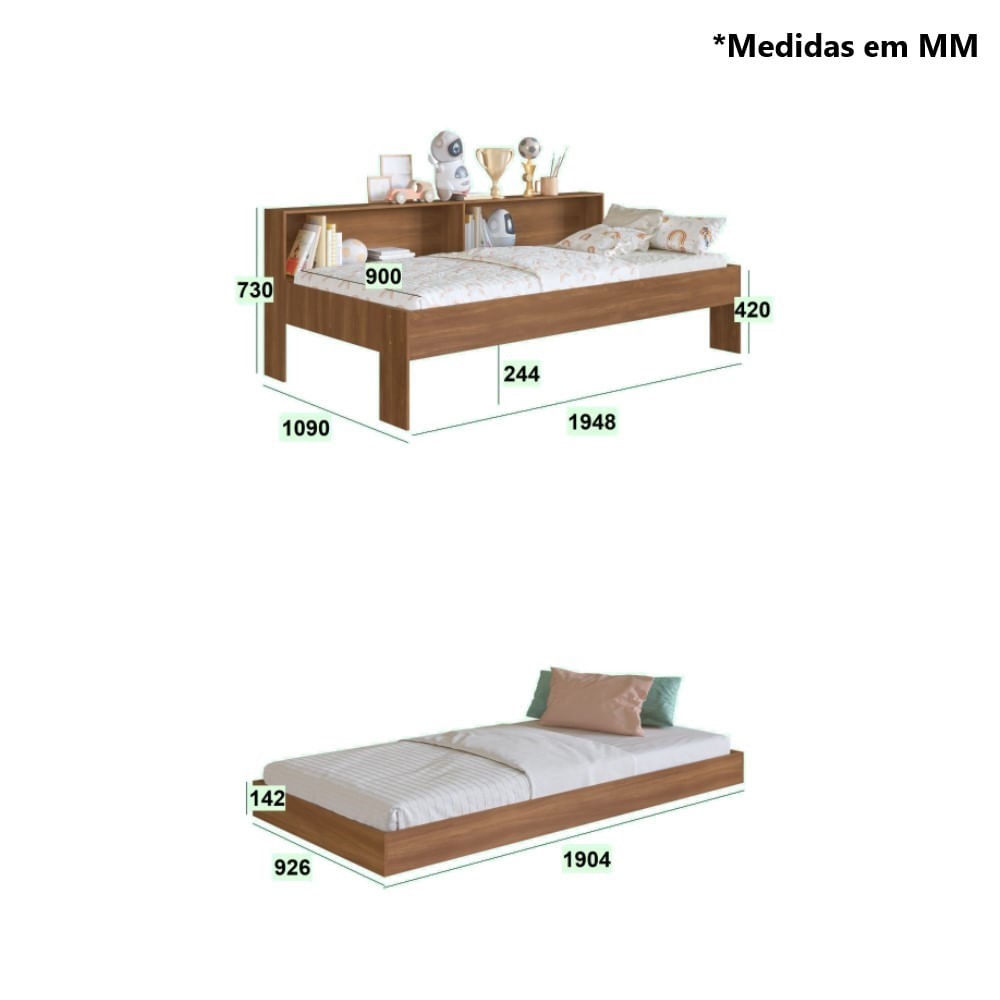 Encontraproduto.com.br - Cama Solteiro com Cama Auxiliar Art In Móveis San Diego Marrom