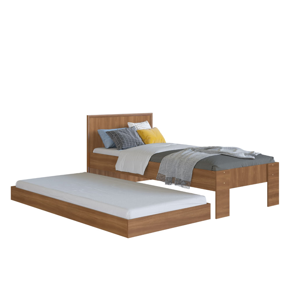 Encontraproduto.com.br - Cama Solteiro Com Cama Auxiliar Los Angeles Art In Moveis Nogal
