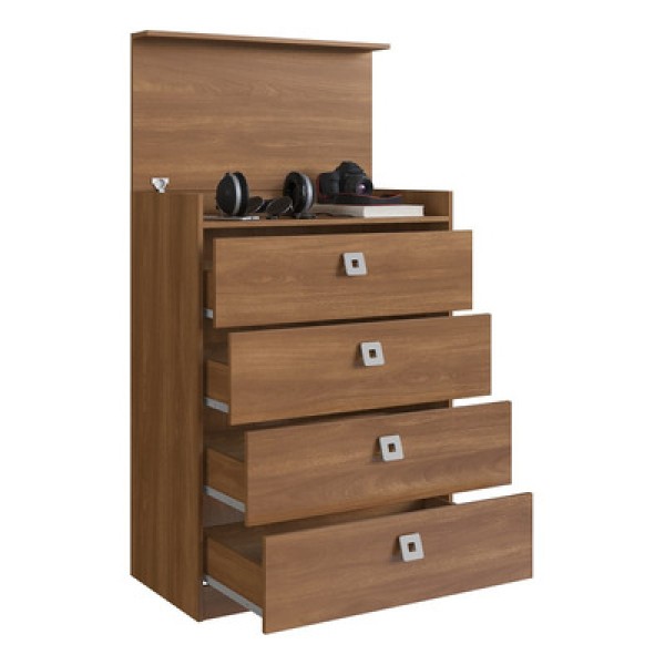 Cômoda 4 Gavetas Com Gabinete Oculto Branco Lock Art In Móveis