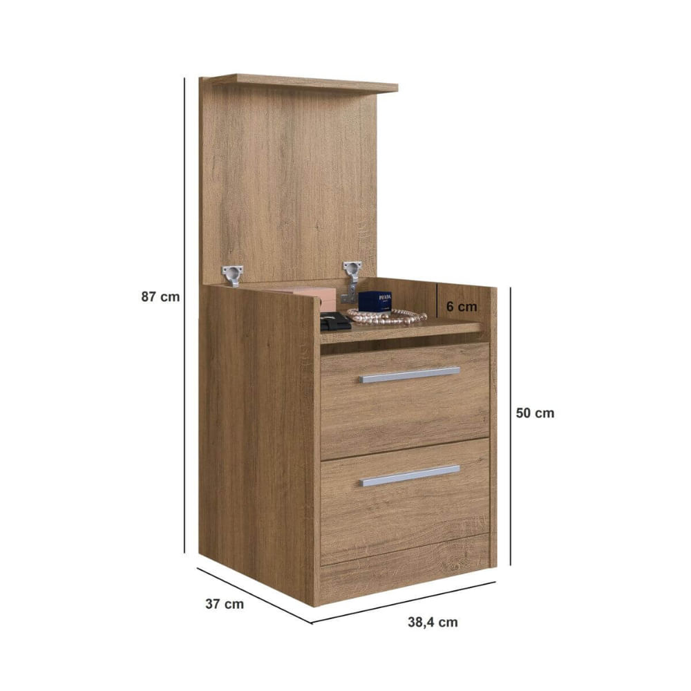 Encontraproduto.com.br - Mesa de Cabeceira com 2 Gavetas e Compartimento Oculto 40cm LK050 Mel - Art In Móveis