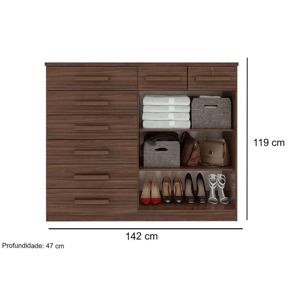 Encontraproduto.com.br - Cômoda De Quarto Toronto New C/ 2 Portas E 8 Gavetas Branco - Lopas