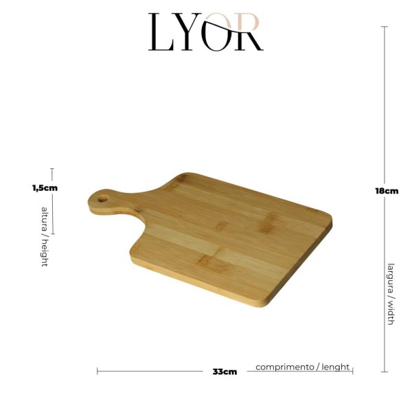 Encontraproduto.com.br - Tábua para Corte de Bambu com Cabo 33cm x 18cm x 1,2cm - Lyor
