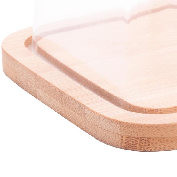 Encontraproduto.com.br - Manteigueira de Bambu Lyor com Tampa em Plástico