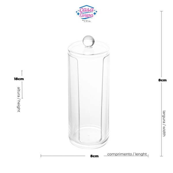 Encontraproduto.com.br - Porta Algodão de Acrilico 20cm