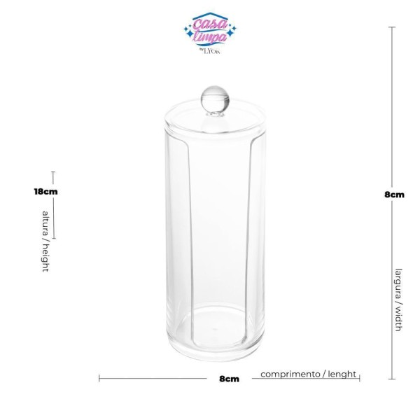 Encontraproduto.com.br - Porta Algodão de Acrilico 20cm