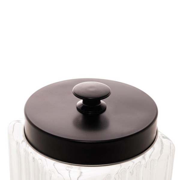 Encontraproduto.com.br - Pote de Vidro Borossilicato com Tampa Metal 800ml Preta 1231 Lyor