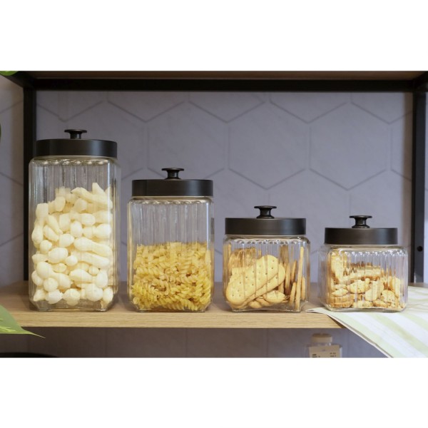 Encontraproduto.com.br - Pote de Vidro Borossilicato com Tampa Metal 800ml Preta 1231 Lyor