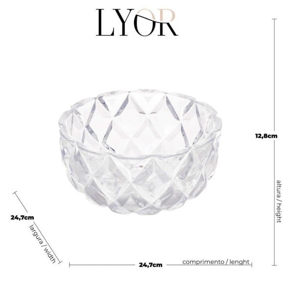 Encontraproduto.com.br - Centro de Mesa Deli Diamond 25x13cm em Cristal Lyor