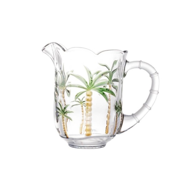 Encontraproduto.com.br - Jarra em Cristal de Chumbo Palm Tree Handpaint 1,3 Litros