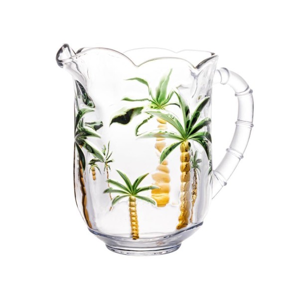 Encontraproduto.com.br - Jarra em Cristal de Chumbo Palm Tree Handpaint 1,3 Litros