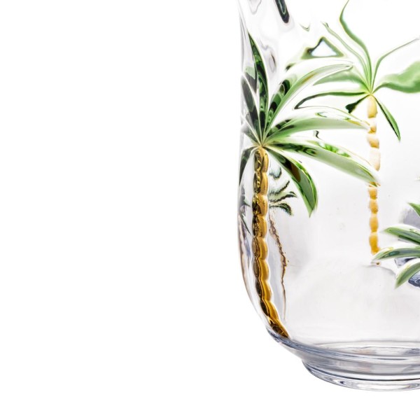 Encontraproduto.com.br - Jarra em Cristal de Chumbo Palm Tree Handpaint 1,3 Litros