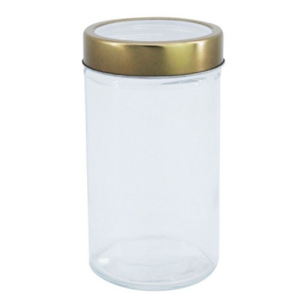 Pote de Vidro com Tampa em Acrílico Gastro Dourada 580ml- Lyor
