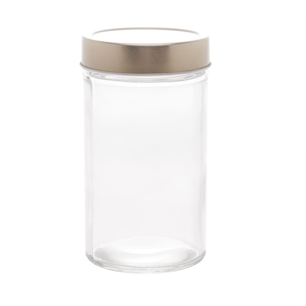 Encontraproduto.com.br - Pote de Vidro com Tampa em Acrílico Gastro Dourada 580ml- Lyor