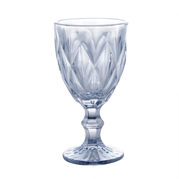 Encontraproduto.com.br - Conjunto 6 Taças de Vidro Sodo-Cálcico p/ Água 325ml Diamond Azul Metalizado