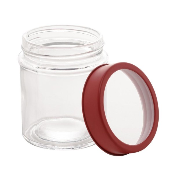 Encontraproduto.com.br - Pote em Vidro com Tampa em Acrílico Lyor Vermelho 350 Ml