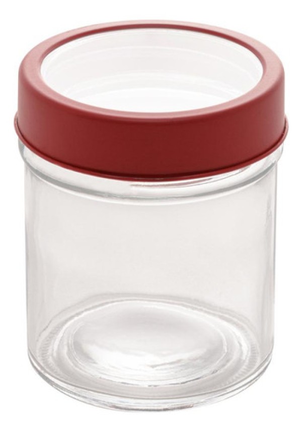 Encontraproduto.com.br - Pote em Vidro com Tampa em Acrílico Lyor Vermelho 350 Ml