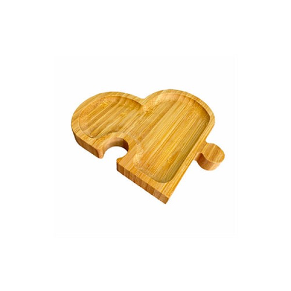 Encontraproduto.com.br - Petisqueira de Bambu com 4 Divisórias Heart Quebra-Cabeças 26cm x 26cm x 1,5cm - Lyor