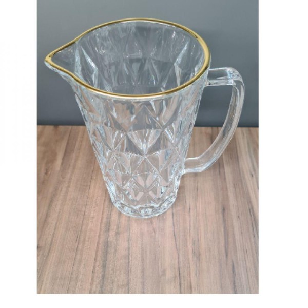 Encontraproduto.com.br - Jarra De Vidro Diamond Com Fio de Ouro - 1 Litro