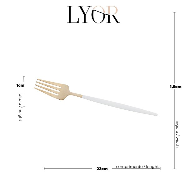 Encontraproduto.com.br - Jogo De Garfos Lyor 6 Peças Para Mesa Ópera Champanhe E Branco 1833