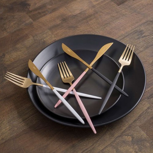 Encontraproduto.com.br - Jogo De Garfos Lyor 6 Peças Para Mesa Ópera Champanhe E Branco 1833