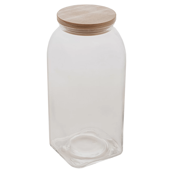 Encontraproduto.com.br - Pote De Vidro Com Tampa De Bambu 1,8 L