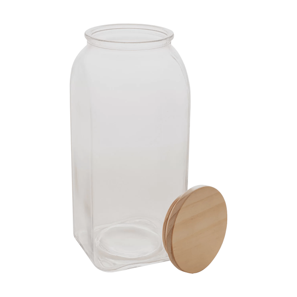 Encontraproduto.com.br - Pote De Vidro Com Tampa De Bambu 1,8 L
