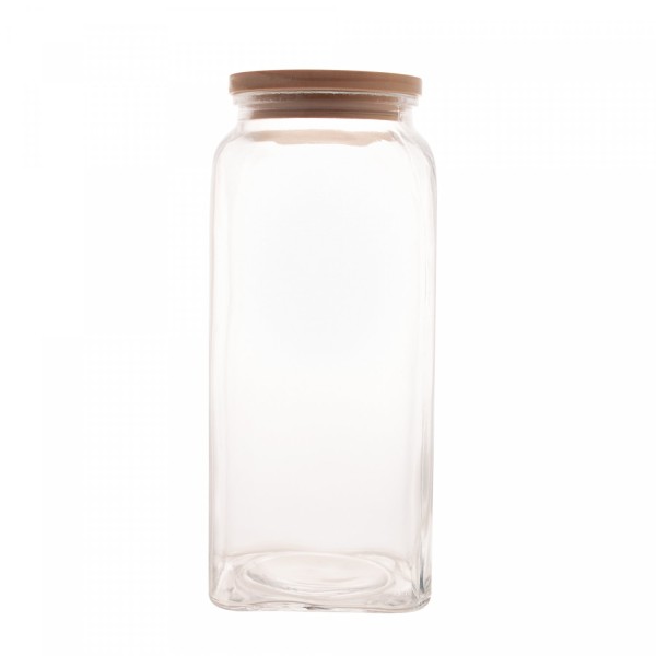Encontraproduto.com.br - Pote De Vidro Com Tampa De Bambu 1,8 L