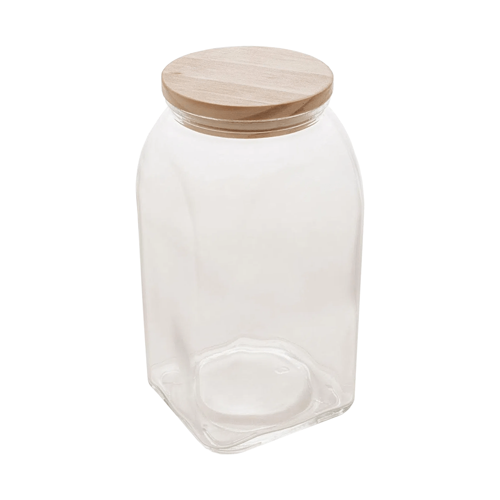 Encontraproduto.com.br - Pote De Vidro Com Tampa De Bambu 1,4 L
