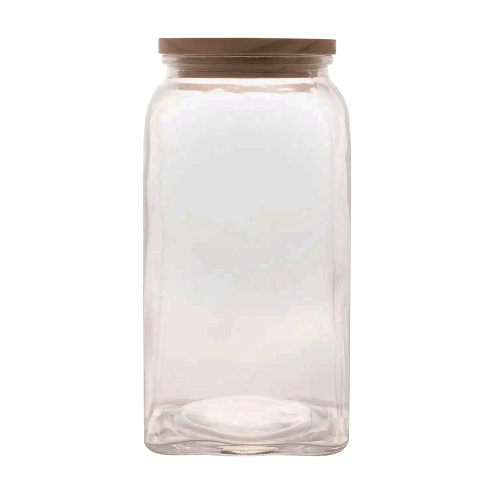Encontraproduto.com.br - Pote De Vidro Com Tampa De Bambu 1,4 L