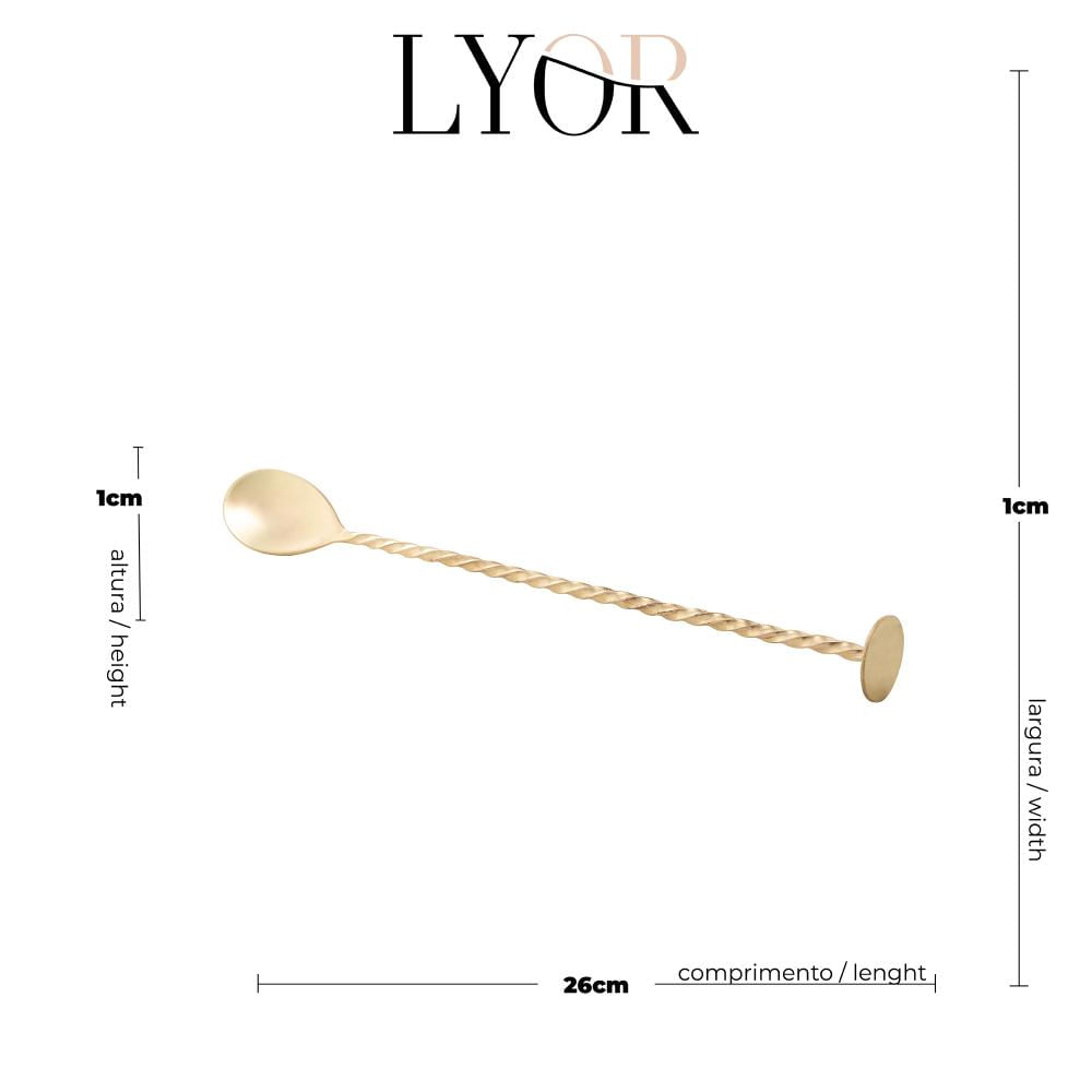Colher Bailarina de Aço Inox Tress Dourada 26cm