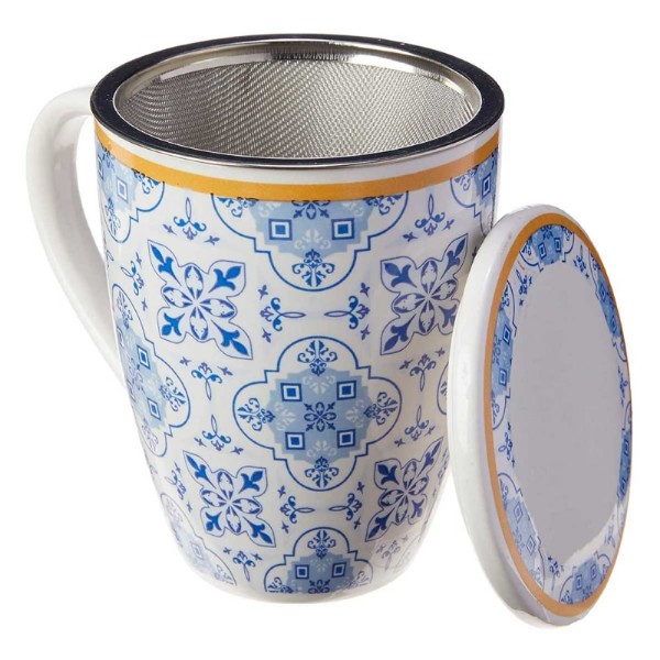 Encontraproduto.com.br - Xícara Caneca de Porcelana para Chá 310ml com Tampa e Infuso