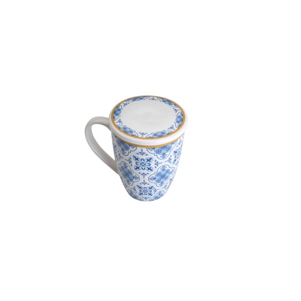 Encontraproduto.com.br - Xícara Caneca de Porcelana para Chá 310ml com Tampa e Infuso